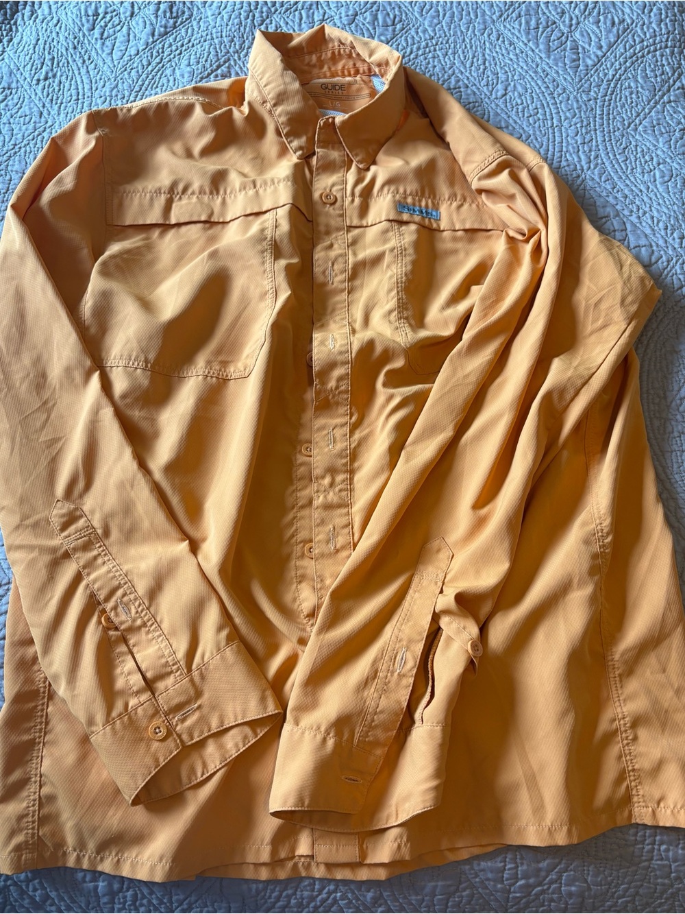Simms Guide Series Long Sleeve Outdoor Button-Up Shirt in Light Orange